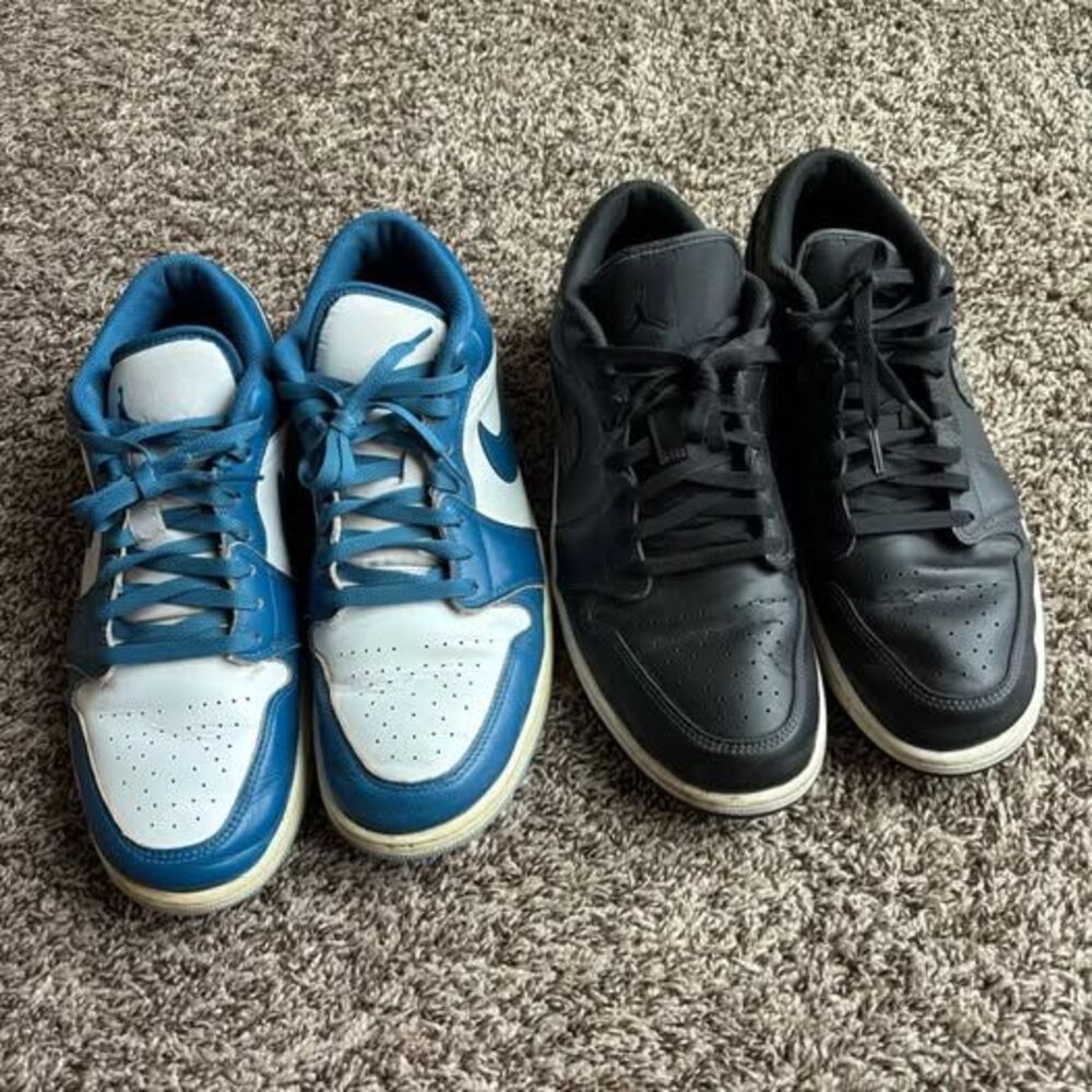 Nike Air Jordan 1 Low SE Sneaker Bundle Mens Size 12 Industrial Blue Black Lot